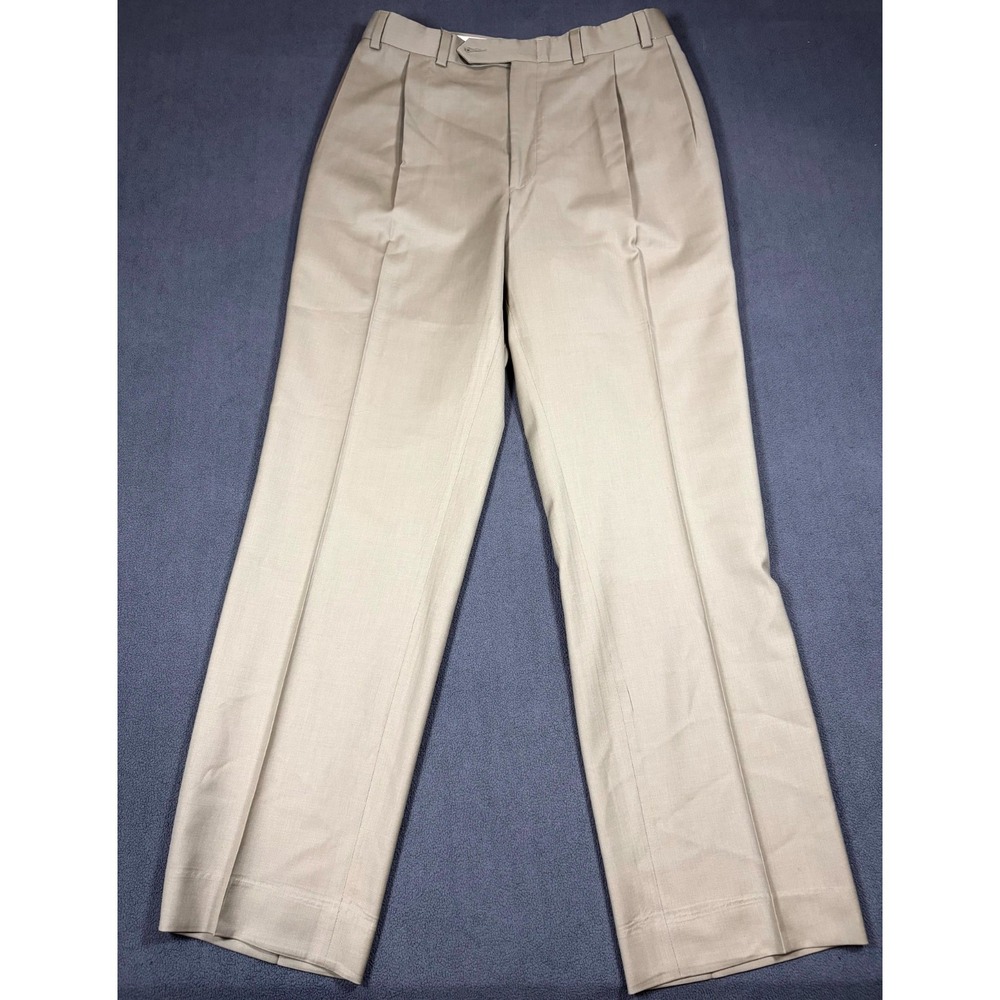 Nautica Dress Pants Men's 38x32 Khaki Relaxed Fit Wool Comfort High Rise Career